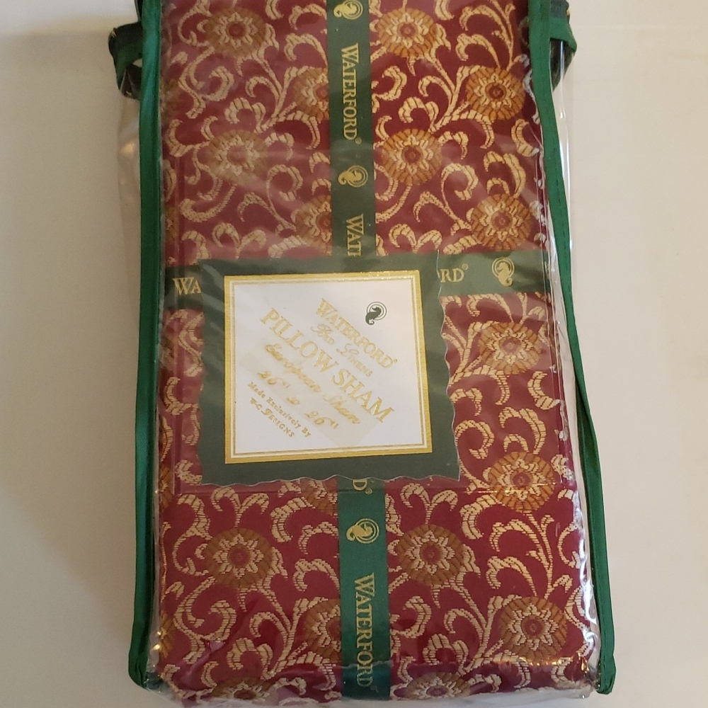 Waterford Burgundy and Gold Jacquard Pillow Sham